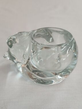 Vintage INDIANA Glass Kiity Cat All Curled Up And Sleepimg Candle Votive